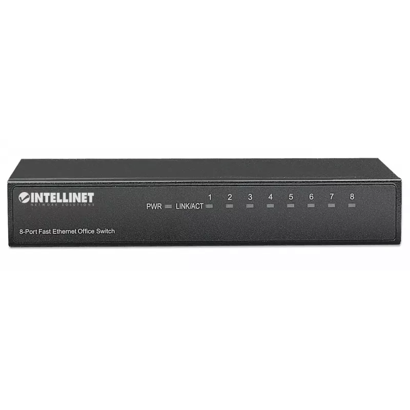 Intellinet 8-port Fast Ethernet Office switch, veľkosť na stôl, kov, IEEE 802.3az (energeticky efektívny Ethernet), Box