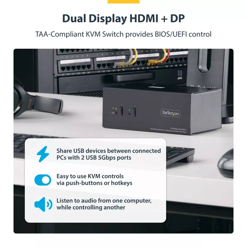 StarTech.com P2ADDH462-KVM-SWITCH KVM prepínač čierny