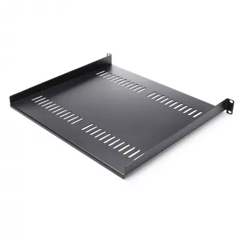 StarTech.com 1U serverová rack polica – univerzálna vetraná konzolová montážna vanička pre 19 palcový sieťový equipment rack a skriňu – vysokopevnostná oceľ – nosnosť 44lb/20kg – 16 palcov hlboká polica, čierna