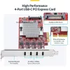 StarTech.com 4-portová USB Type-C PCIe karta, USB 3.2 10Gbps, USB-C PCI Express rozširujúca karta, 4x nezávislé USB kontroléry, Windows/Linux/macOS, TAA-konformný