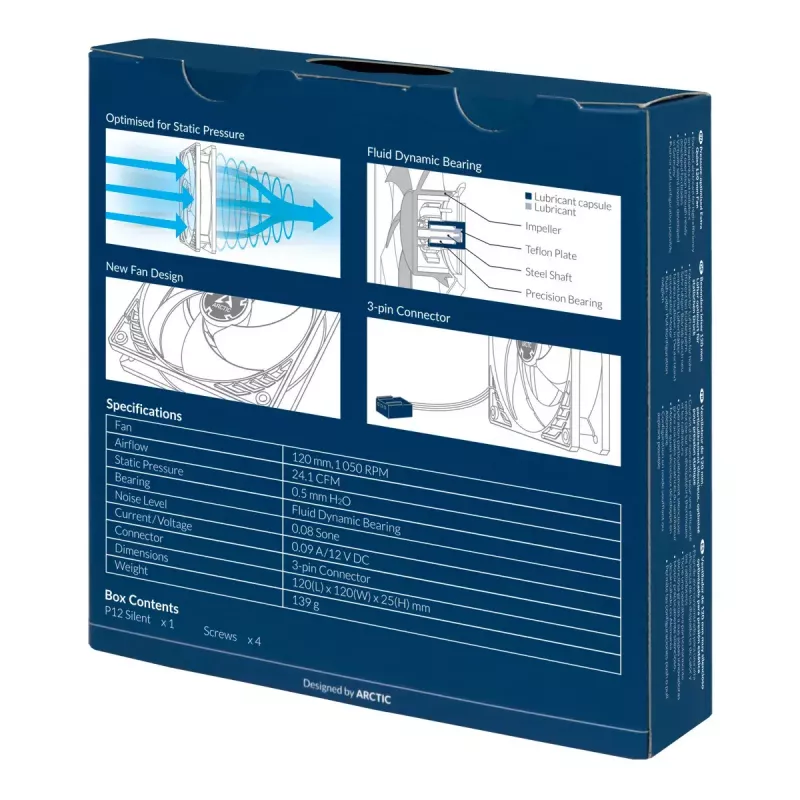 ARCTIC P12 Silent – tlakovo optimalizovaný, extra tichý 120 mm ventilátor