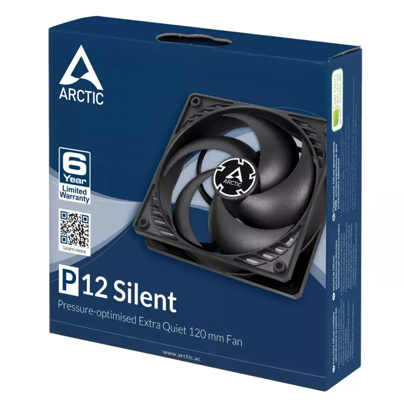 ARCTIC P12 Silent – tlakovo optimalizovaný, extra tichý 120 mm ventilátor