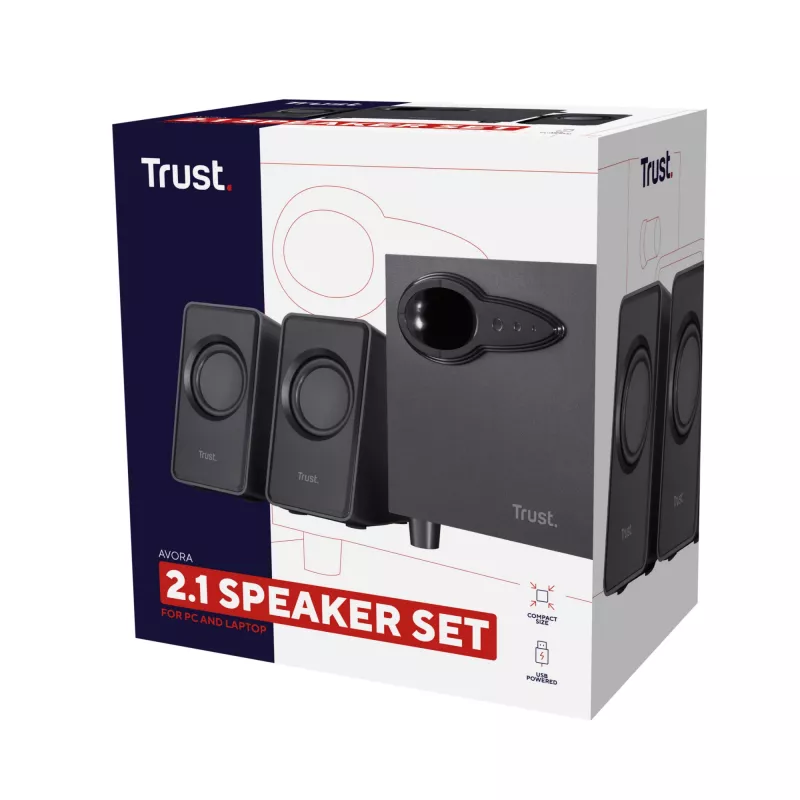 Trust Avora 2.1 reproduktorová sada 9 W PC čierna 2.1 kanály 2-pásmová