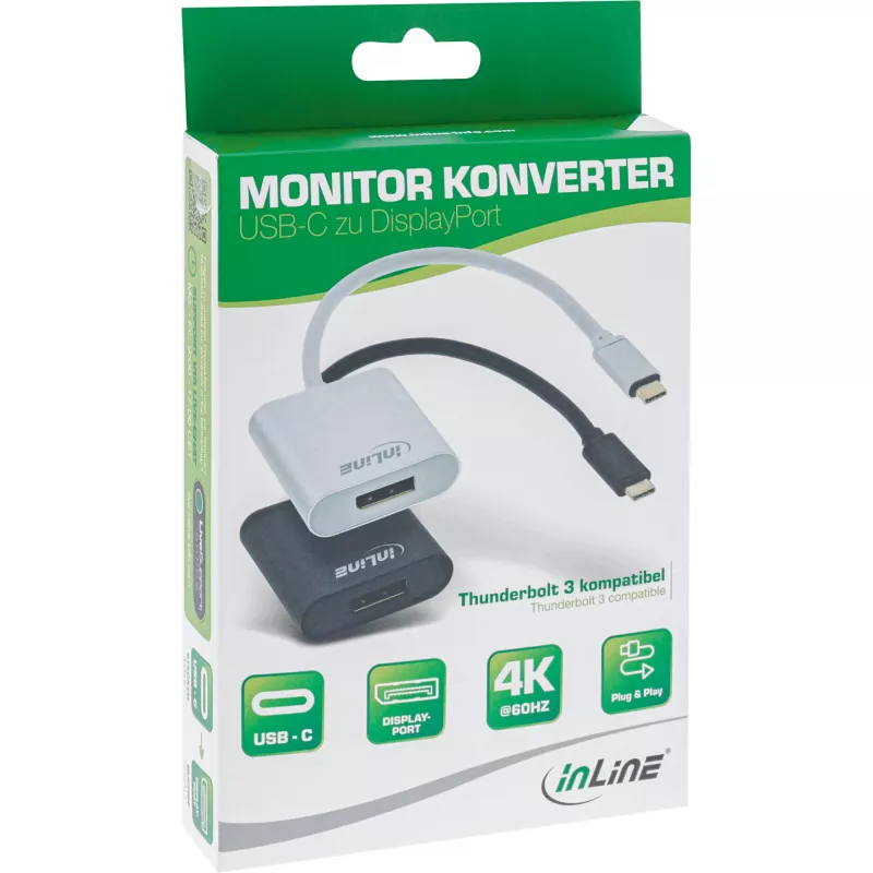 USB adaptér pre displej InLine 64102B USB-C konektor samec na DisplayPort 4K/60Hz
