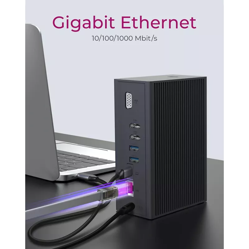 ICY BOX IB-DK2262AC káblové USB 3.2 Gen 1 (3.1 Gen 1) Type-C antracitové