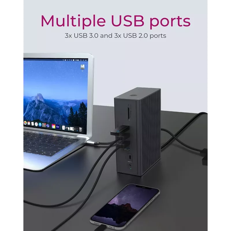 ICY BOX IB-DK2262AC káblové USB 3.2 Gen 1 (3.1 Gen 1) Type-C antracitové