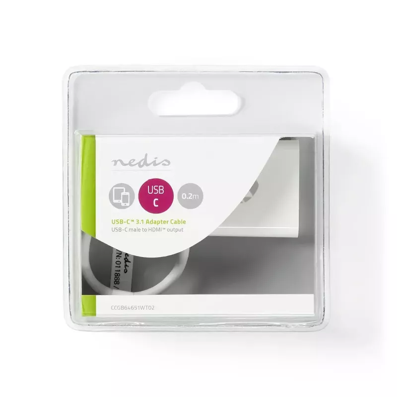 Nedis CCGB64651WT02 adaptér USB-C na HDMI USB 3.2 Gen1, 0,20 m, niklovaný, PVC, biely