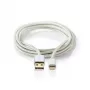 Kábel na mobilný telefón Nedis CCTB39300AL30 hliník 3 m USB A Lightning