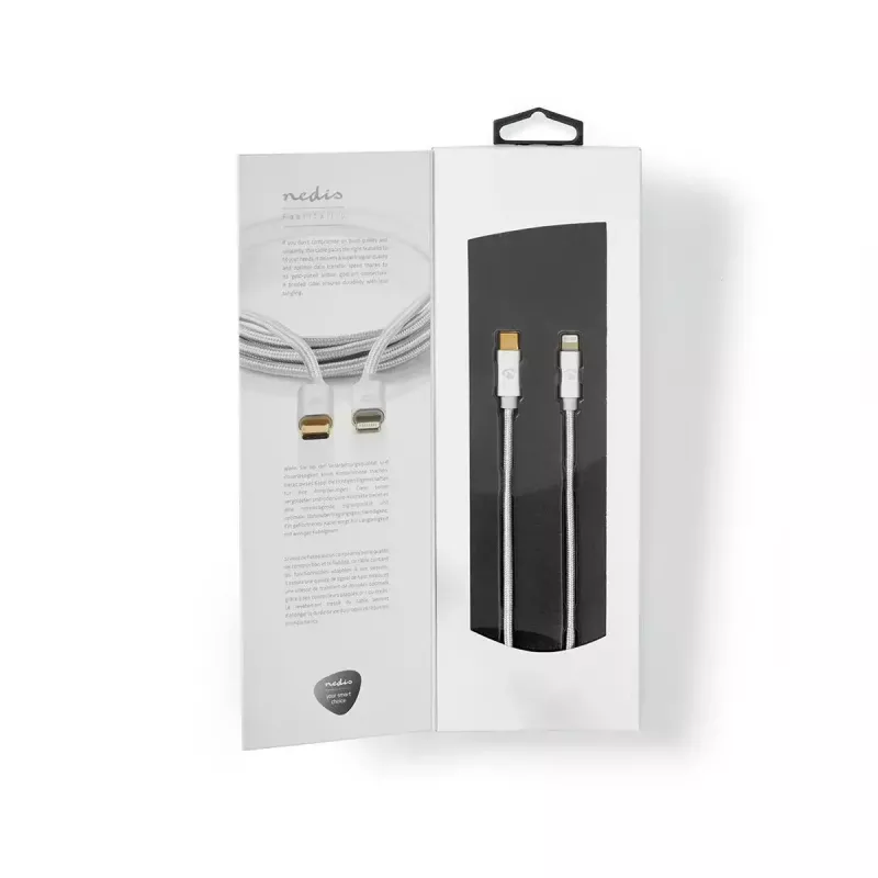 Lightning kábel Nedis CCTB39650AL10 1 m hliník USB C