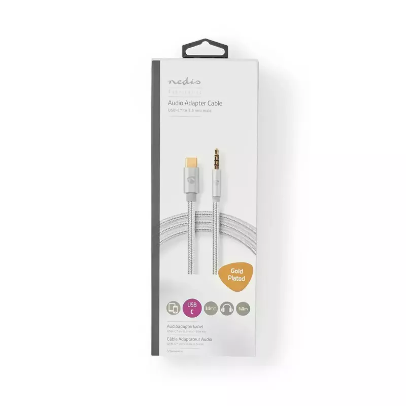 Audio kábel Nedis CCTB65940AL10 1 m USB-C na 3,5 mm hliník