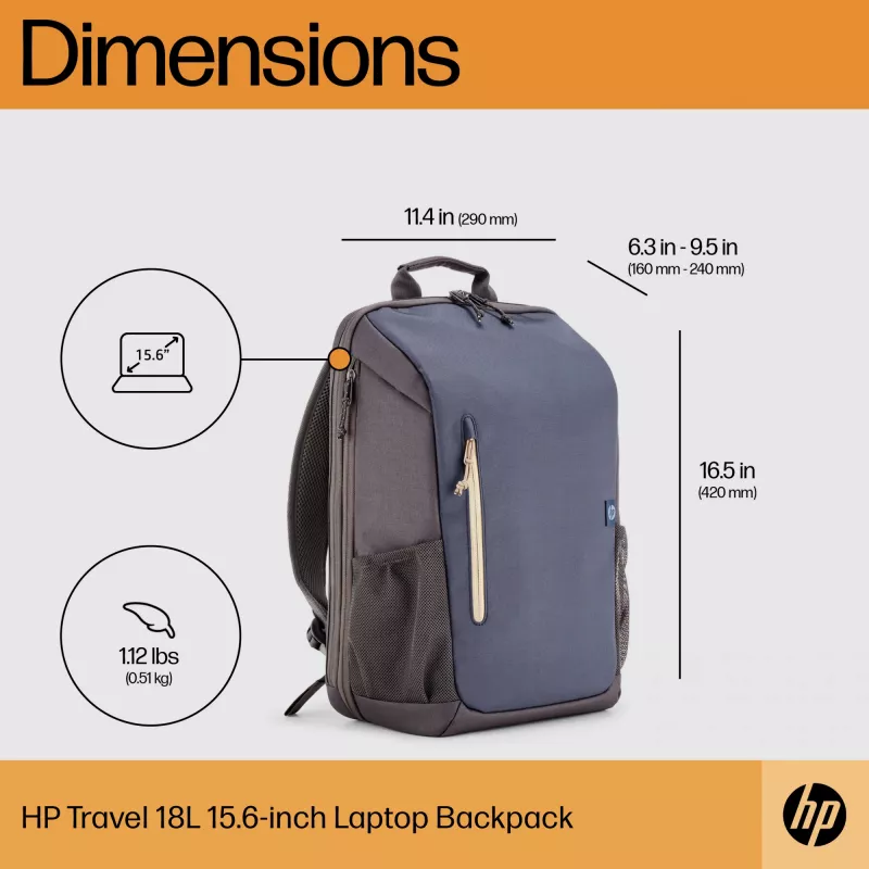 HP Travel 18 litrov 15.6 Blue Night batoh na notebook, batoh, 510 g