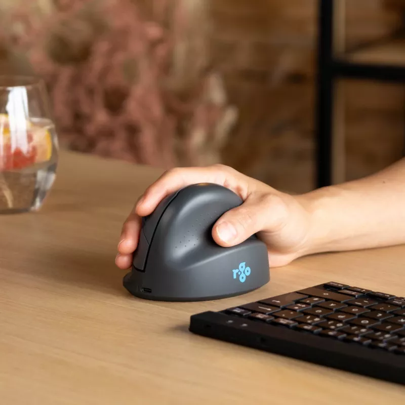 R-Go Tools vertikálna myš R-Go HE Basic, ergonomická myš, stredne veľká (veľkosť ruky ≥ 185 mm), pravoruká, Bluetooth, sivá