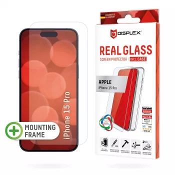 Displex ochranná fólia displeja + puzdro pre Apple iPhone 15 Pro, Eco montážny rám, odolná proti poškriabaniu