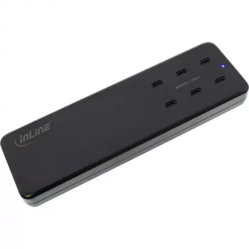 InLine multiportový napájací zdroj, nabíjačka, 6x USB-C, PD 3.0, GaN, čierna
