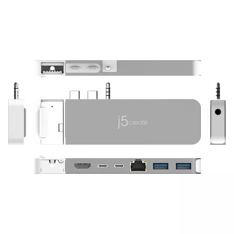 USB Hub j5create JCD395 4K60 Elite Pro káblový USB4 s MagSafe Kit