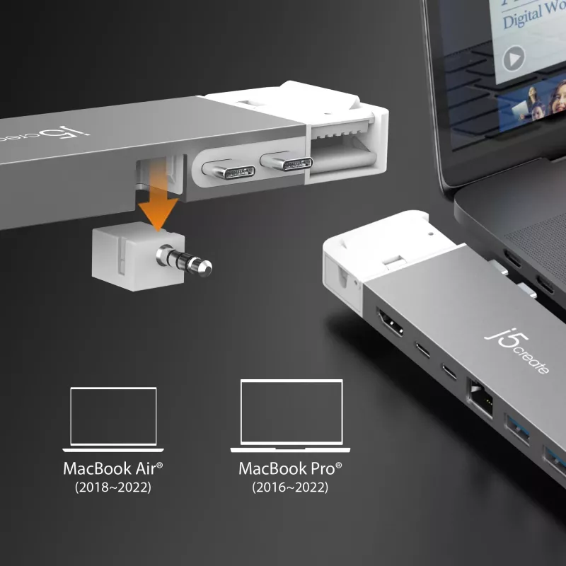 USB Hub j5create JCD395 4K60 Elite Pro káblový USB4 s MagSafe Kit