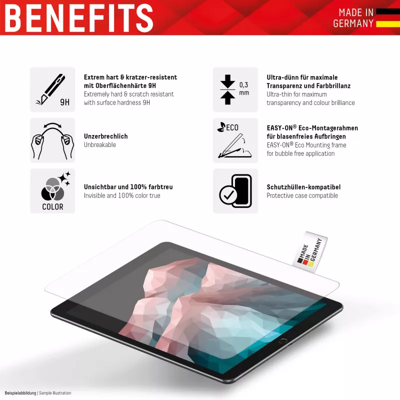 Displex sklo na tablet (9H) pre Samsung Galaxy Tab S6 Lite, Eco montážny rám, nerozbitné, ultratenké, neviditeľné