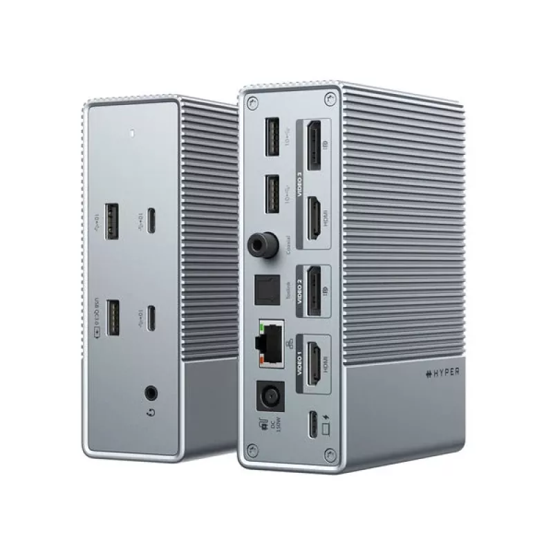 HyperDrive GEN2 HDG215-EUZ 15-in-1 USB-C dokovacia stanica, 2x HDMI, 2x DisplayPort, 100W Power Delivery, strieborná
