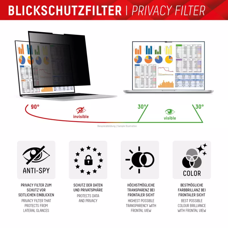 Displex PRIVACY SAFE vyberateľný 2-cestný privacy filter pre laptop/notebook (randlos/frameless) 15,6'' (16:9)