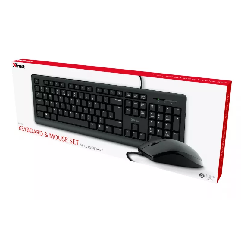 Trust Primo klávesnica a myš v balení Office USB nemecká čierna