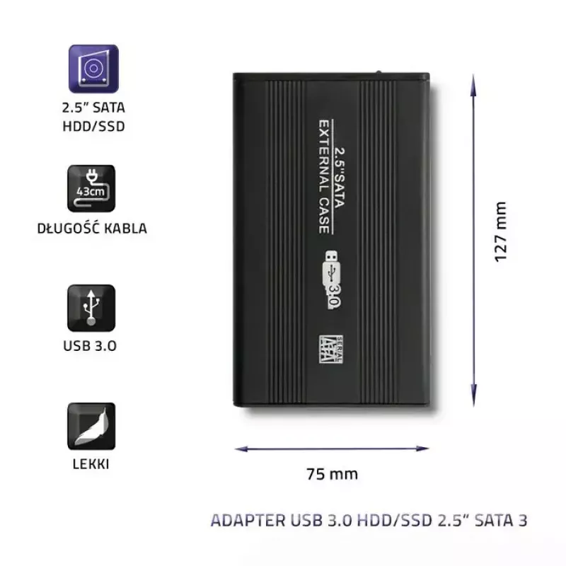 Puzdro na HDD/SSD QOLTEC 51861 pre 2,5