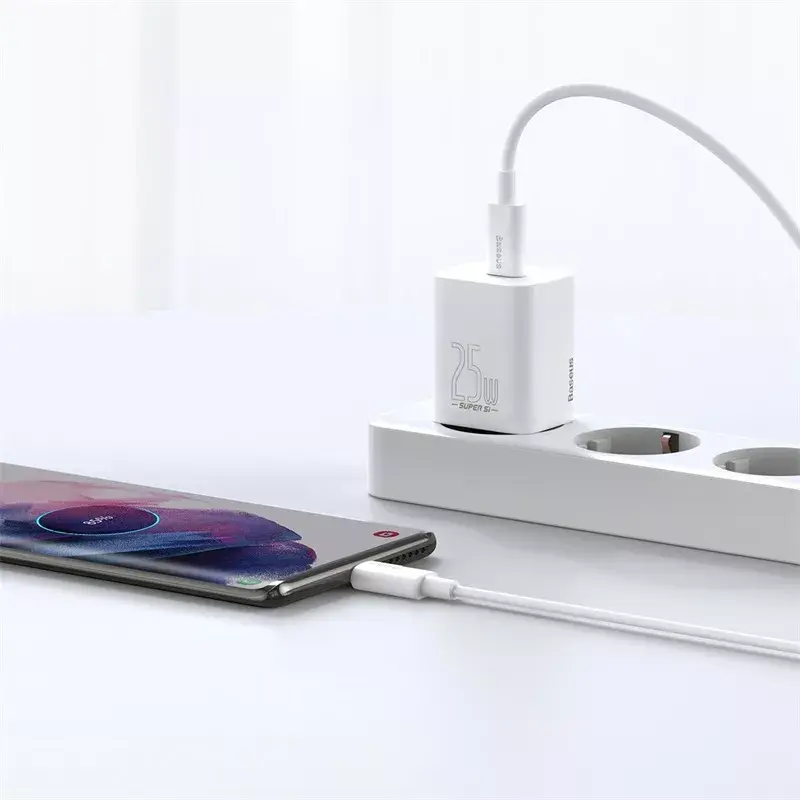 Baseus Super Si interiérová nabíjačka biela rýchlonabíjanie 12V 1xUSB-C