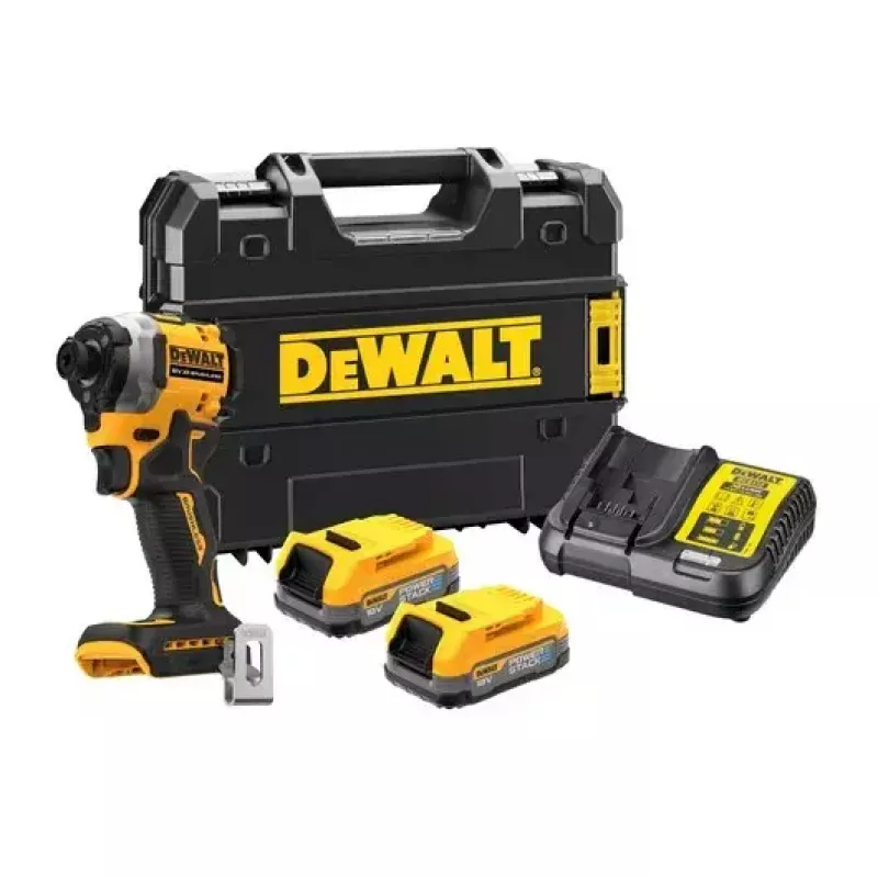 DeWALT DCF850E2T-QW akumulátorový rázový uťahovák 1/4", 18 V, 2x akumulátor Powerstack 1,7 Ah, kufrík TSTAK, čierny