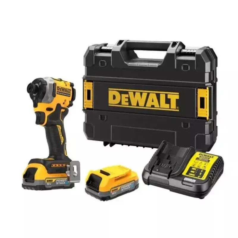 DeWALT DCF850E2T-QW akumulátorový rázový uťahovák 1/4", 18 V, 2x akumulátor Powerstack 1,7 Ah, kufrík TSTAK, čierny