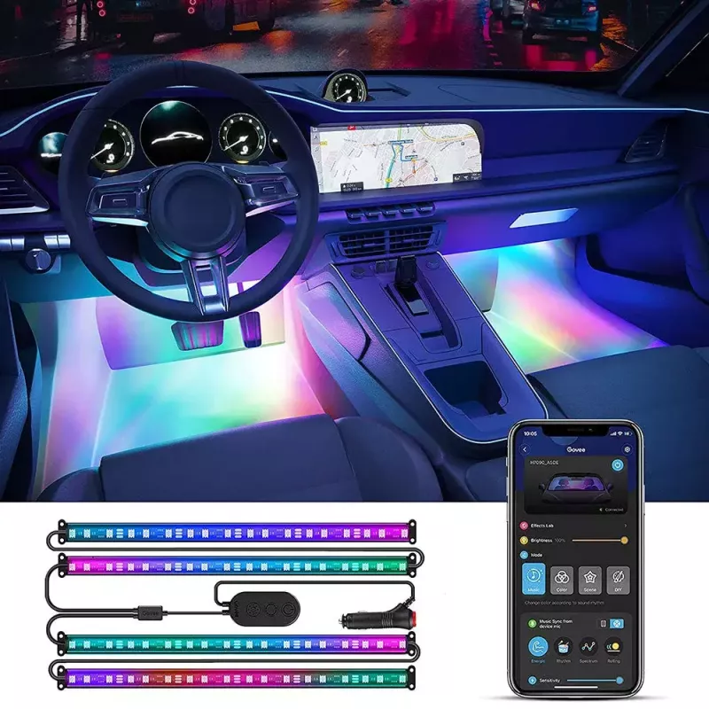 Govee RGBIC interiérové auto osvetlenie Smart Strip Light Bluetooth 30 cm