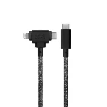 USB-C kábel Native Union Belt kábel Duo 1,5 m USB‑C na USB‑C/Lightning čierny