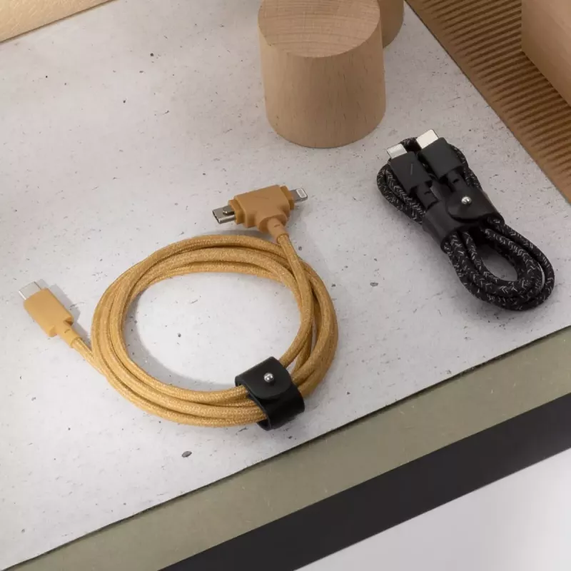 USB-C kábel Native Union Belt kábel Duo 1,5 m USB‑C na USB‑C/Lightning čierny