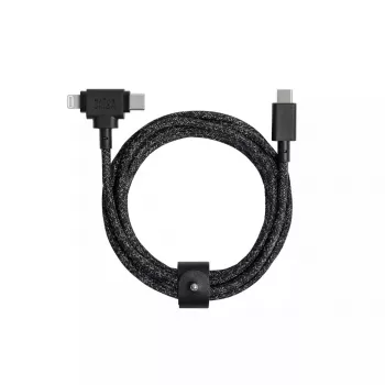 USB-C kábel Native Union Belt kábel Duo 1,5 m USB‑C na USB‑C/Lightning čierny