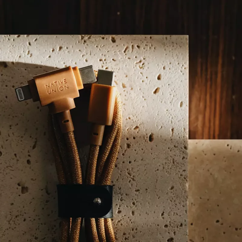 USB kábel native union Belt kábel Duo 1,5 m USB-C na USB-C/Lightning žltý
