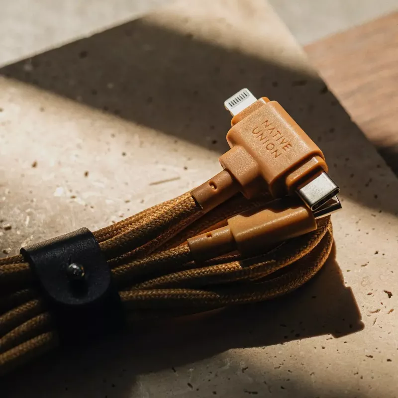 USB kábel native union Belt kábel Duo 1,5 m USB-C na USB-C/Lightning žltý