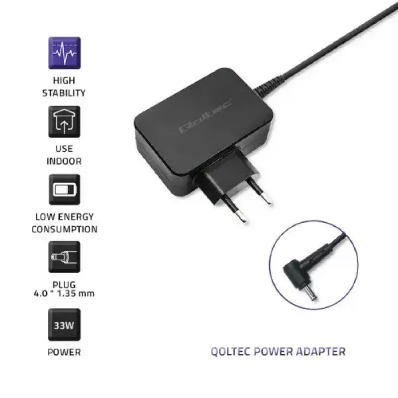 Nabíjačka Qoltec 52408 Indoor AC Laptop 19V 2.1A čierna