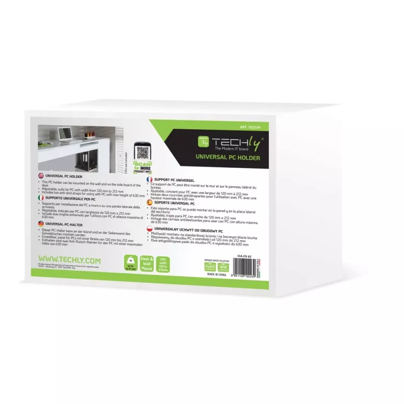 Techly 102239 bočný držiak na PC skriňu, čierny