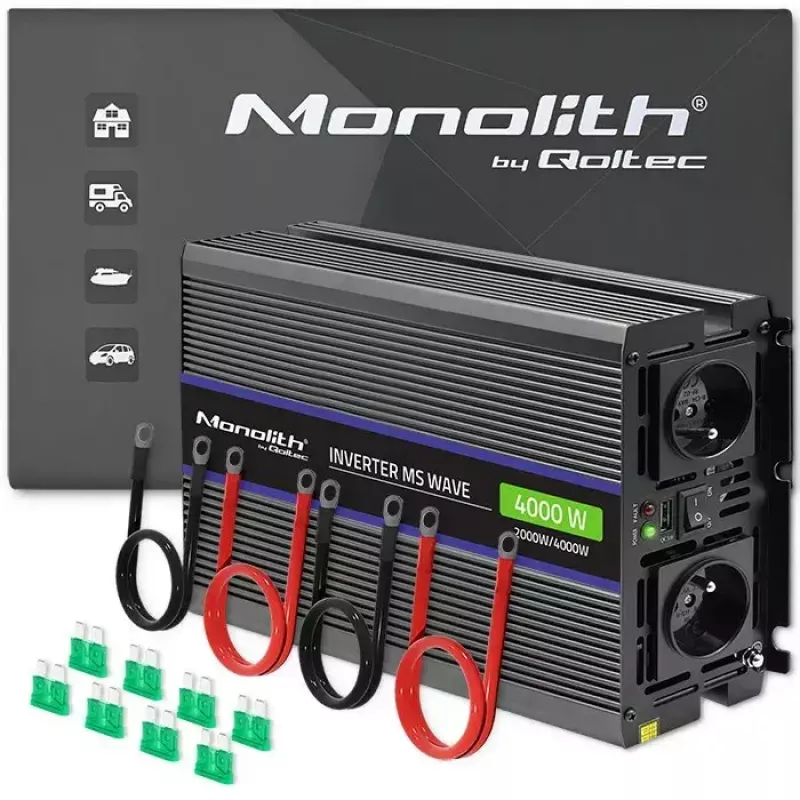 Menič napätia QOLTEC Monolith 4000 MS Wave 12V na 230V 2000/4000W s USB