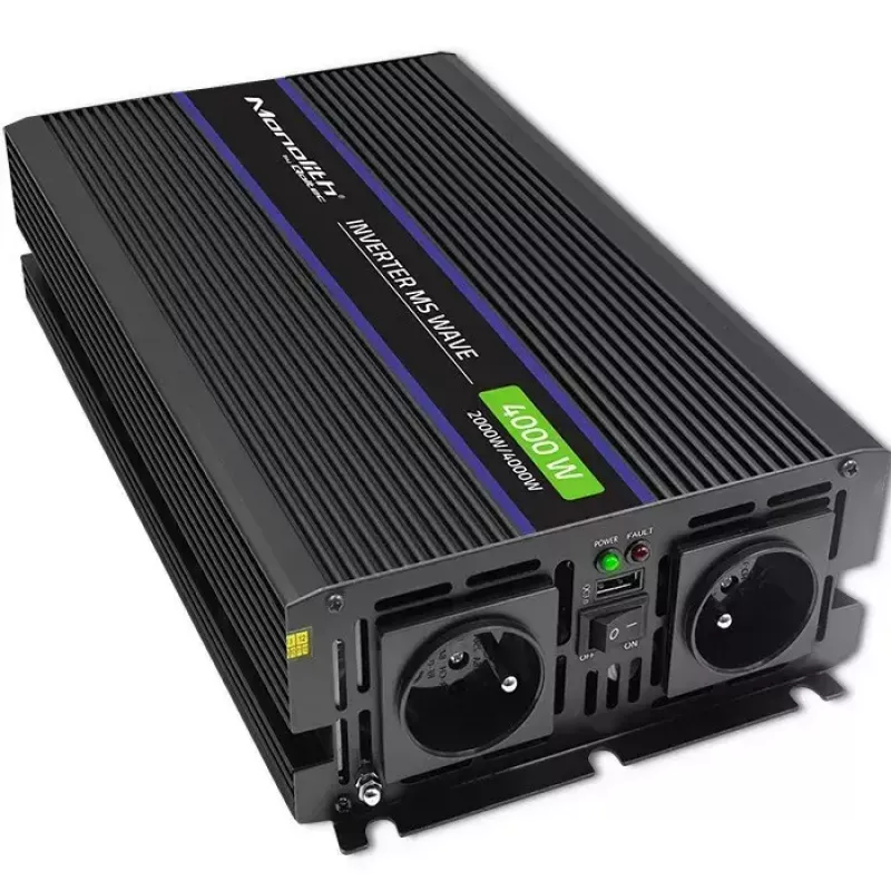 Menič napätia QOLTEC Monolith 4000 MS Wave 12V na 230V 2000/4000W s USB