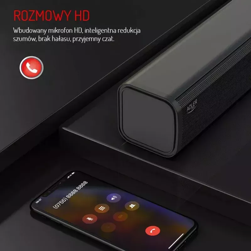 Prenosný Bluetooth reproduktor Adler AD 1191 5W, bezdrôtový, kompaktný, čierny