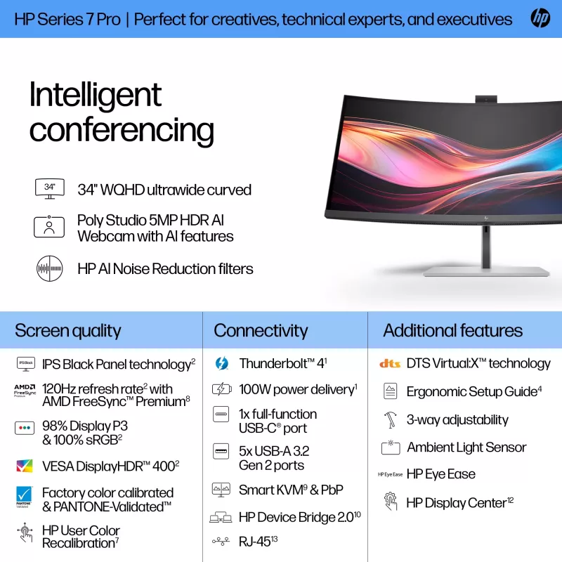 HP Series 7 Pro 34 palcov WQHD konferenčný monitor - 734pm
