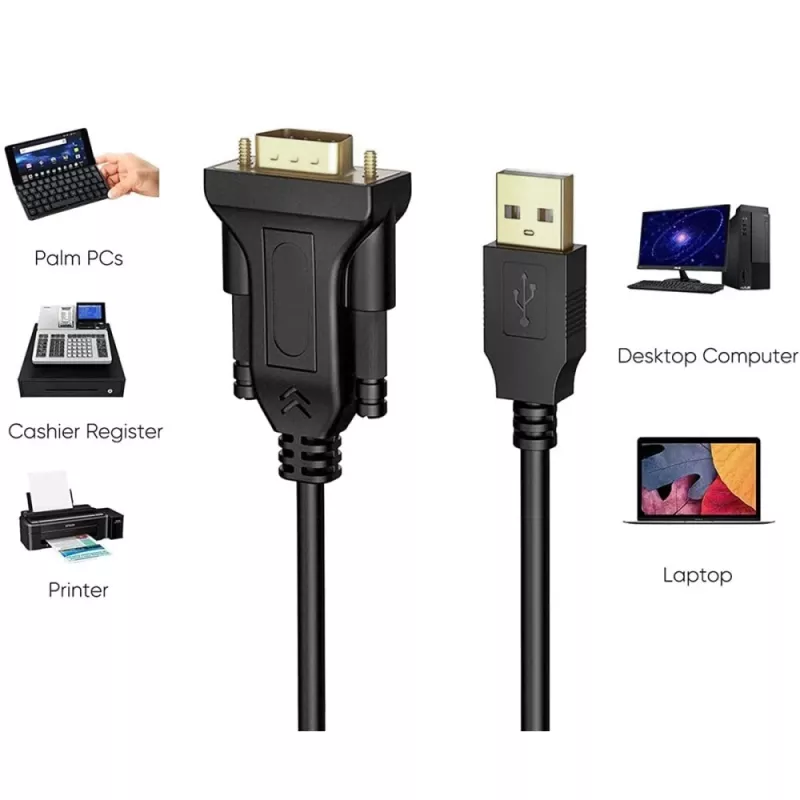 Sériový kábel Techly IDATA-USB2-SER-1 čierny 1,5 m USB Type-A DB-9