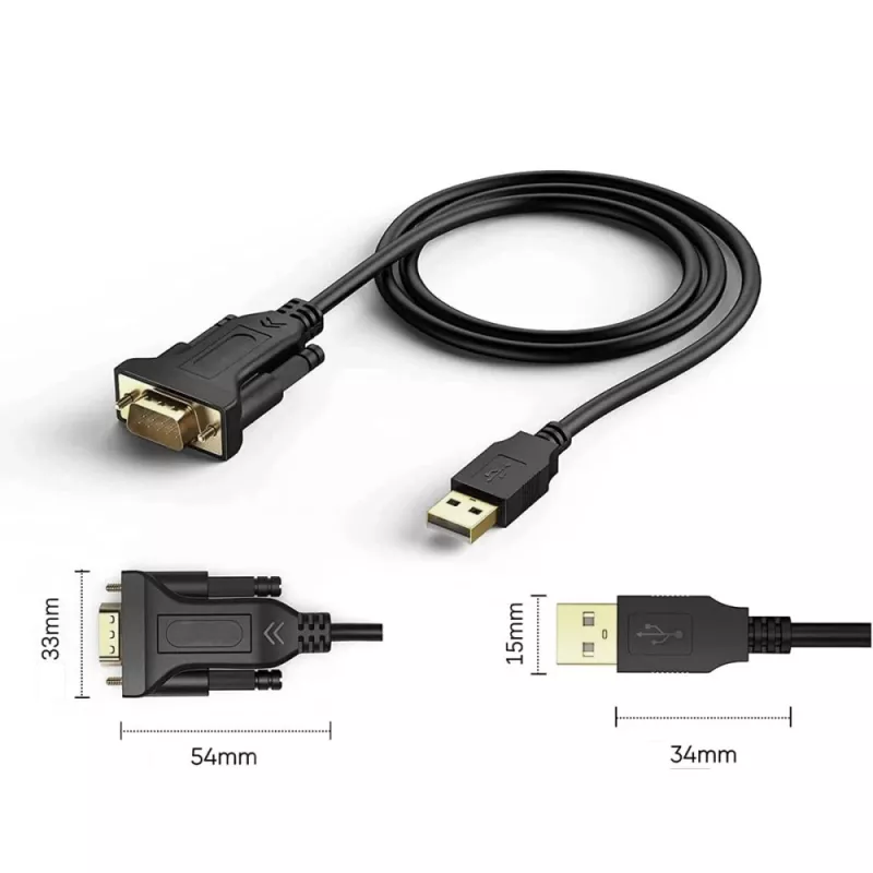 Sériový kábel Techly IDATA-USB2-SER-1 čierny 1,5 m USB Type-A DB-9