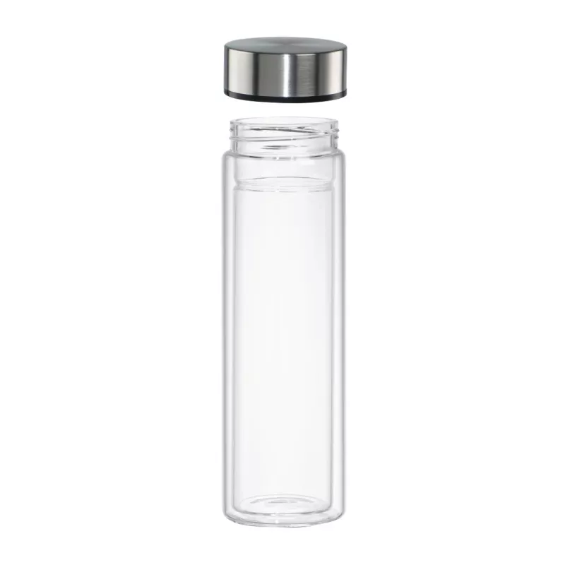 Fľaša na pitie Xavax 00181598 — 450 ml borosilikátové sklo so silikónovým puzdrom, modrá transparentná