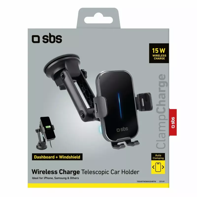 Aktívny autodržiak SBS Mobile TESUPEXTWIR15W pre mobilné telefóny, čierny