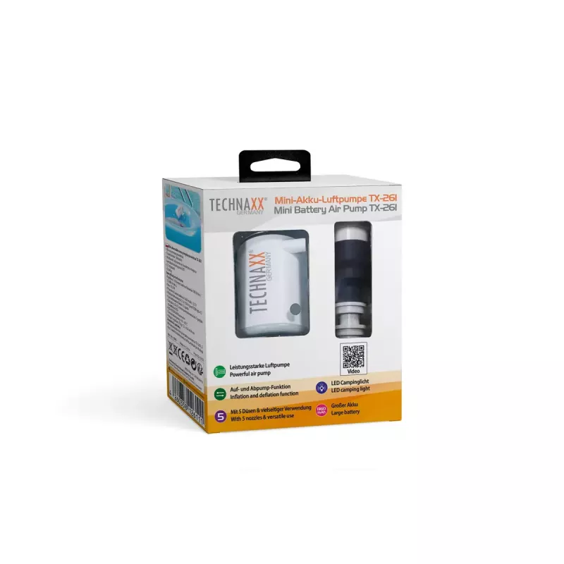 Elektrická pumpa Technaxx TX-261 180 l/min batéria 1360 mAh