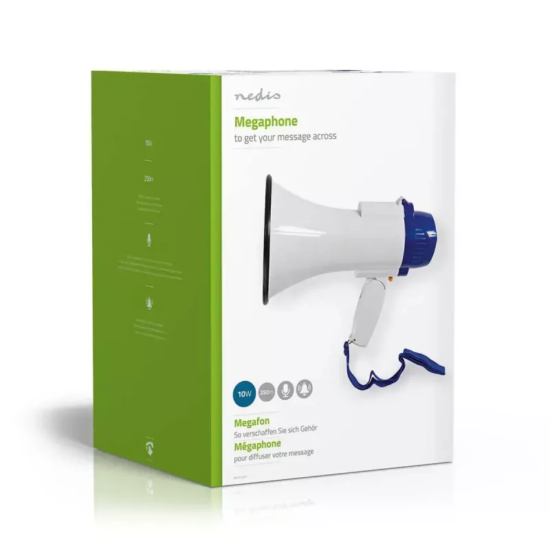 Megafón Nedis MEPH150WT bielo-modrý 15 W dosah 150 m