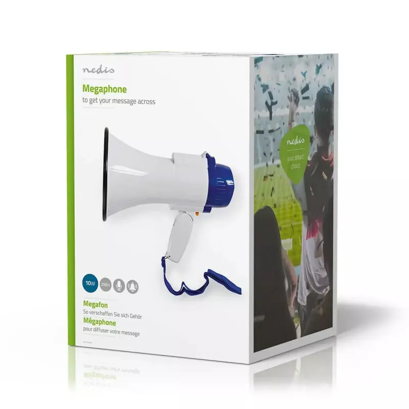 Megafón Nedis MEPH150WT bielo-modrý 15 W dosah 150 m