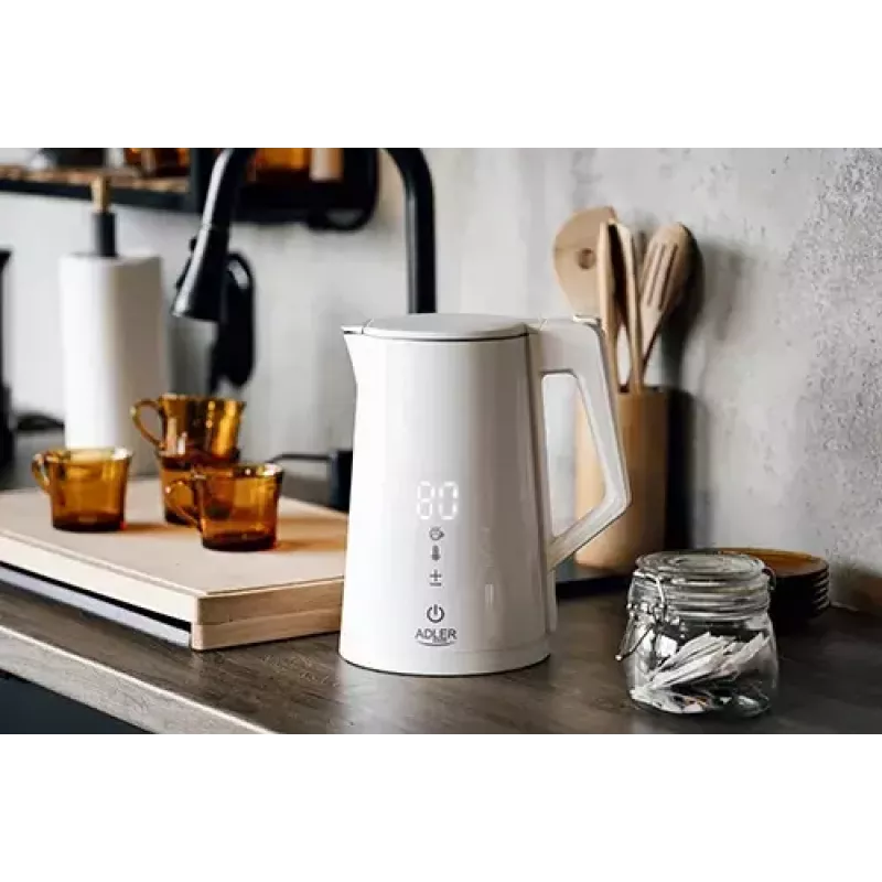 Elektrická rýchlovarná kanvica Adler 1,7 l 1850 W biela