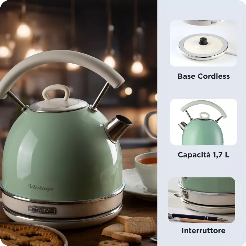 Rýchlovarná kanvica ARIETE Vintage A2877/04 svetlozelená
