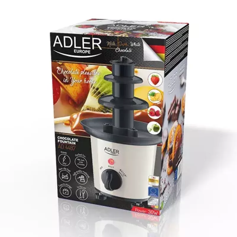 Čokoládová fontána Adler AD 4487 čierna hnedá biela 30 W
